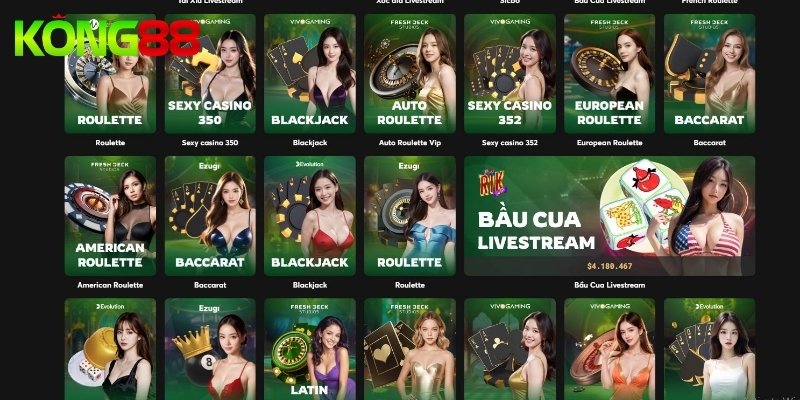 Khám phá các game hot nhất tại live casino KUBET