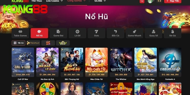 Kho game nổ hũ KUBET gồm nhiều game cực chất