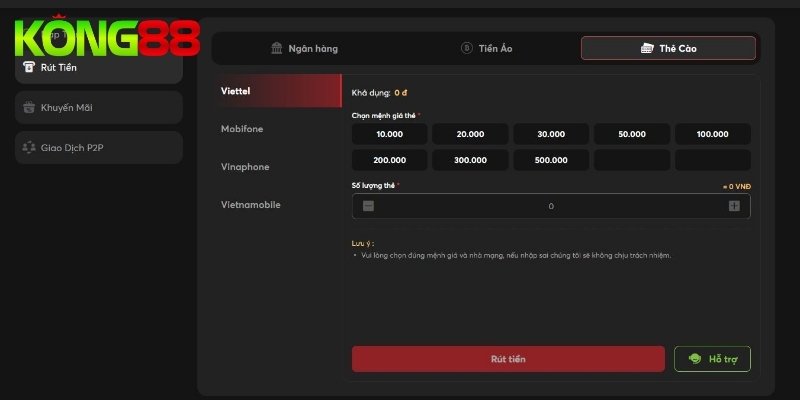 3 bước rút tiền KUBET bằng thẻ cào